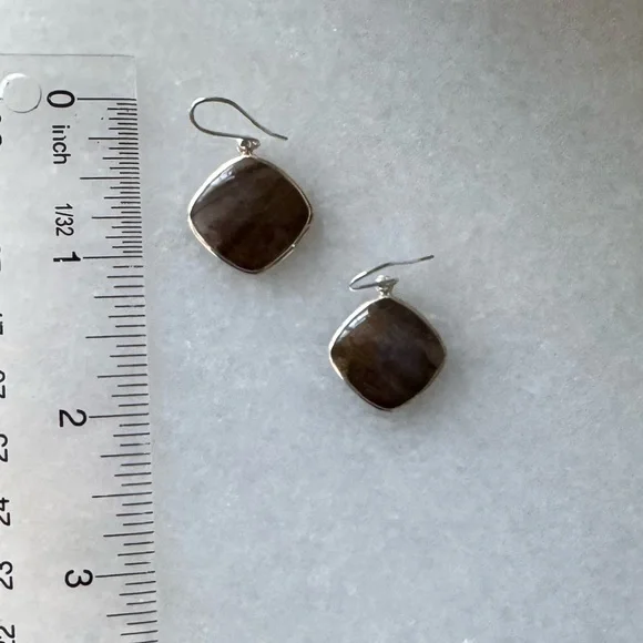 NWOT Tuckernuck Montgomery Earrings, Sandalwood Stone, Sterling Silver
